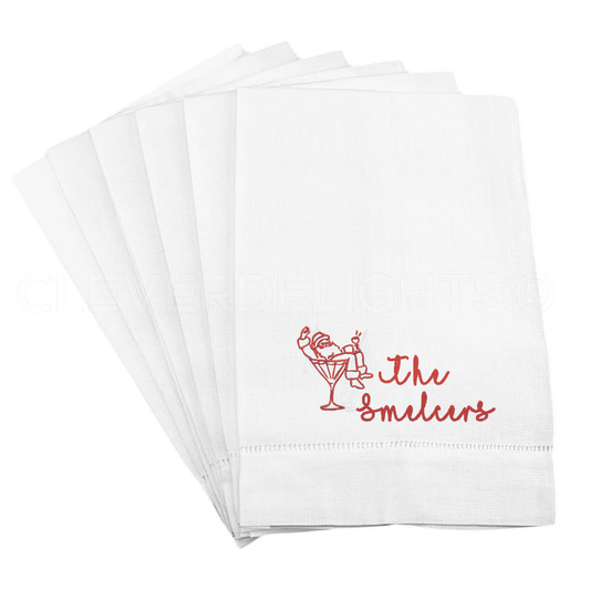 Santa Martini Tea Towel