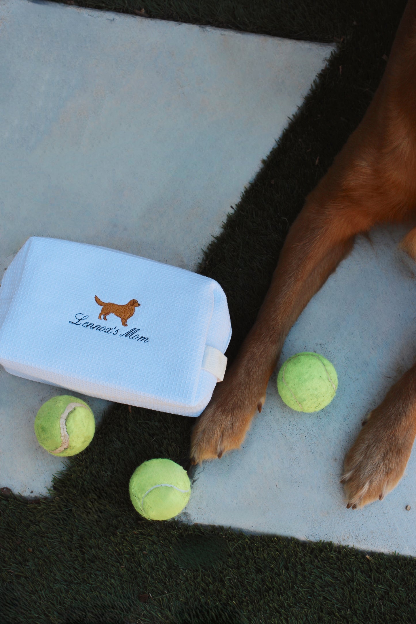 Dog Waffle Knit Cosmetic Bag