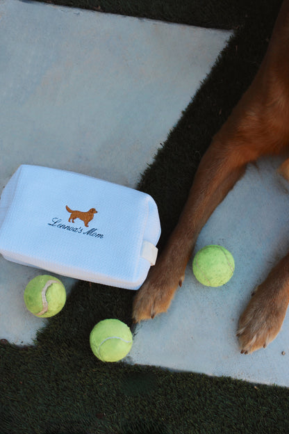 Dog Waffle Knit Cosmetic Bag