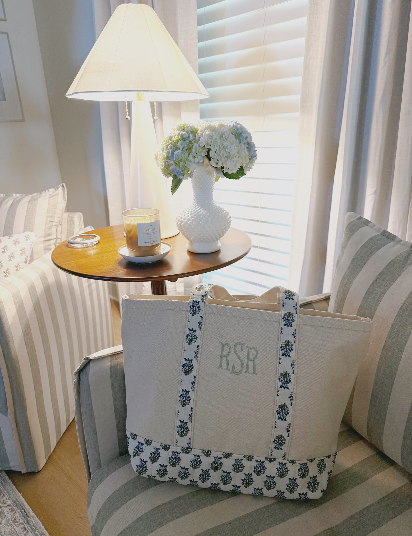 Classic Block Print Tote Bag