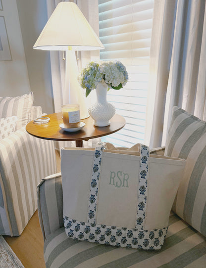 Classic Block Print Tote Bag