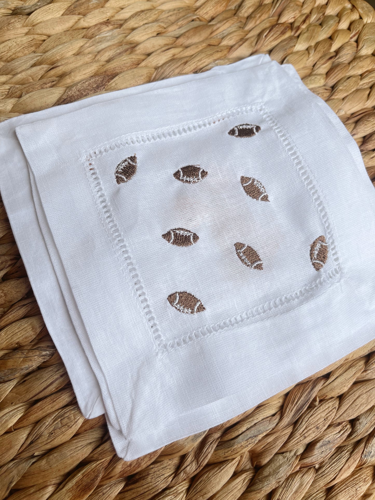 Football Stitched Cocktail Napkin