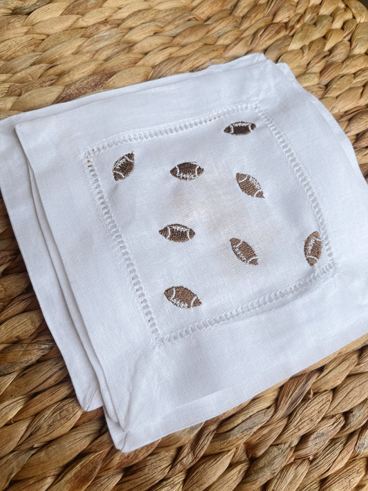 Football Stitched Cocktail Napkin