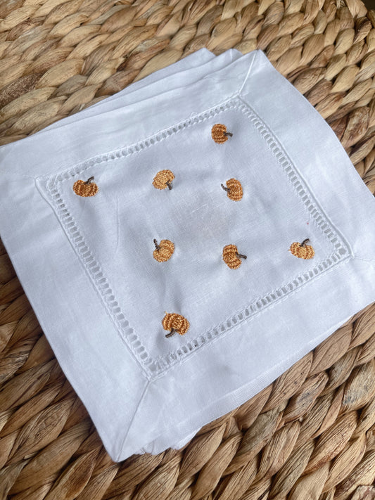 Pumpkin Stitched Cocktail Napkin