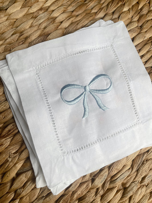 Single Bow Stitched Cocktail Napkin