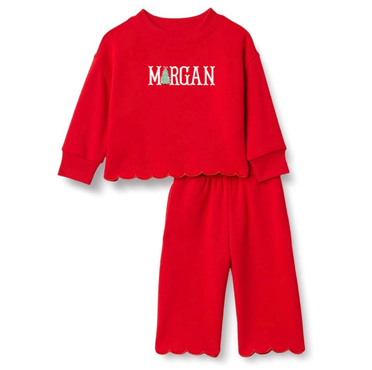 Christmas Tree Scalloped Matching Set