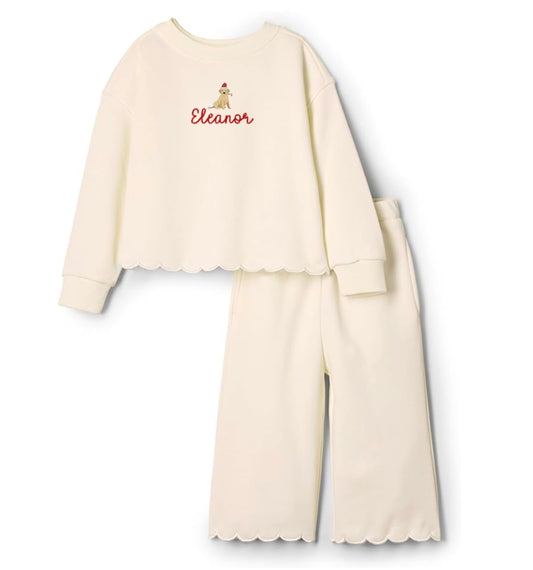 Candy Cane Dog Scalloped Matching Set