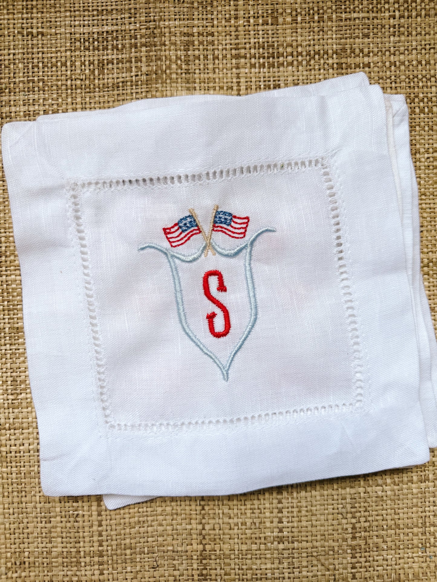 American Flag Crest Cocktail Napkin