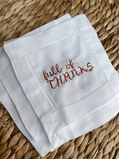 "Full of Thanks" Cocktail Napkin